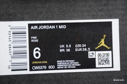 PINK JORDAN (W) 1 CW5379-600 DIGITAL MID 0723